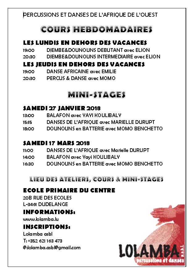 Ateliers de Lolamba le 27 janvier 2018
